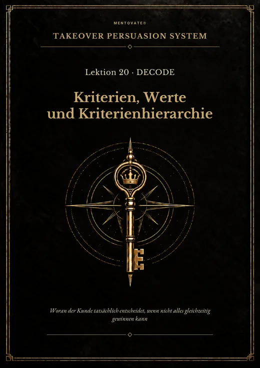 Cover von Lektion 20, Kriterien, Werte und Kriterienhierarchie